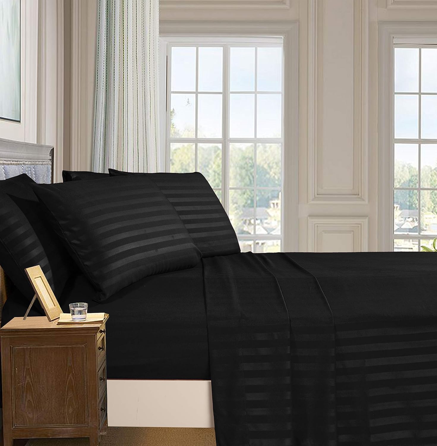 DualWeave Satin Black Sheet Set