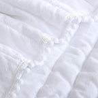 Pom Pom White Bed Spread