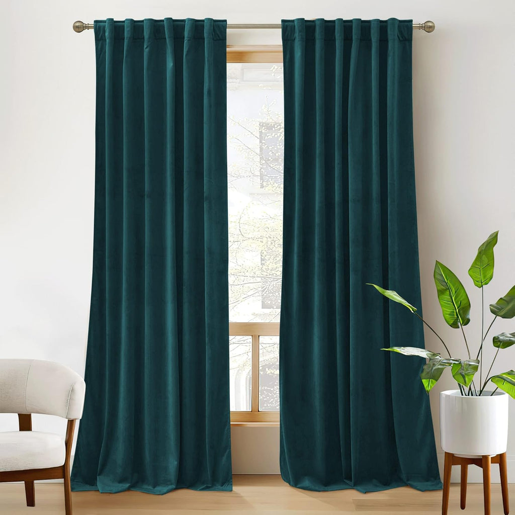 Jaguar Peacock Blue Velvet Curtains