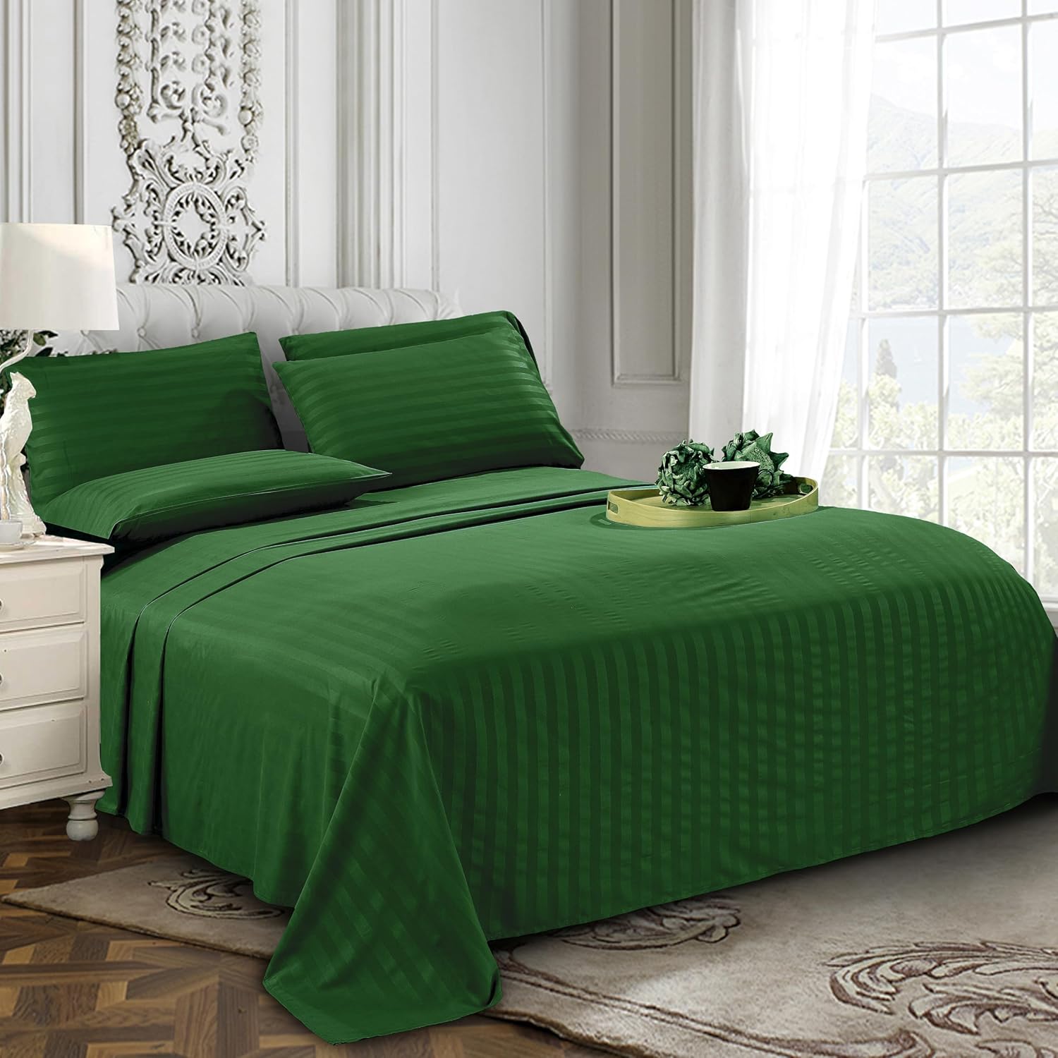 DualWeave Satin Hunter Green Sheet Set
