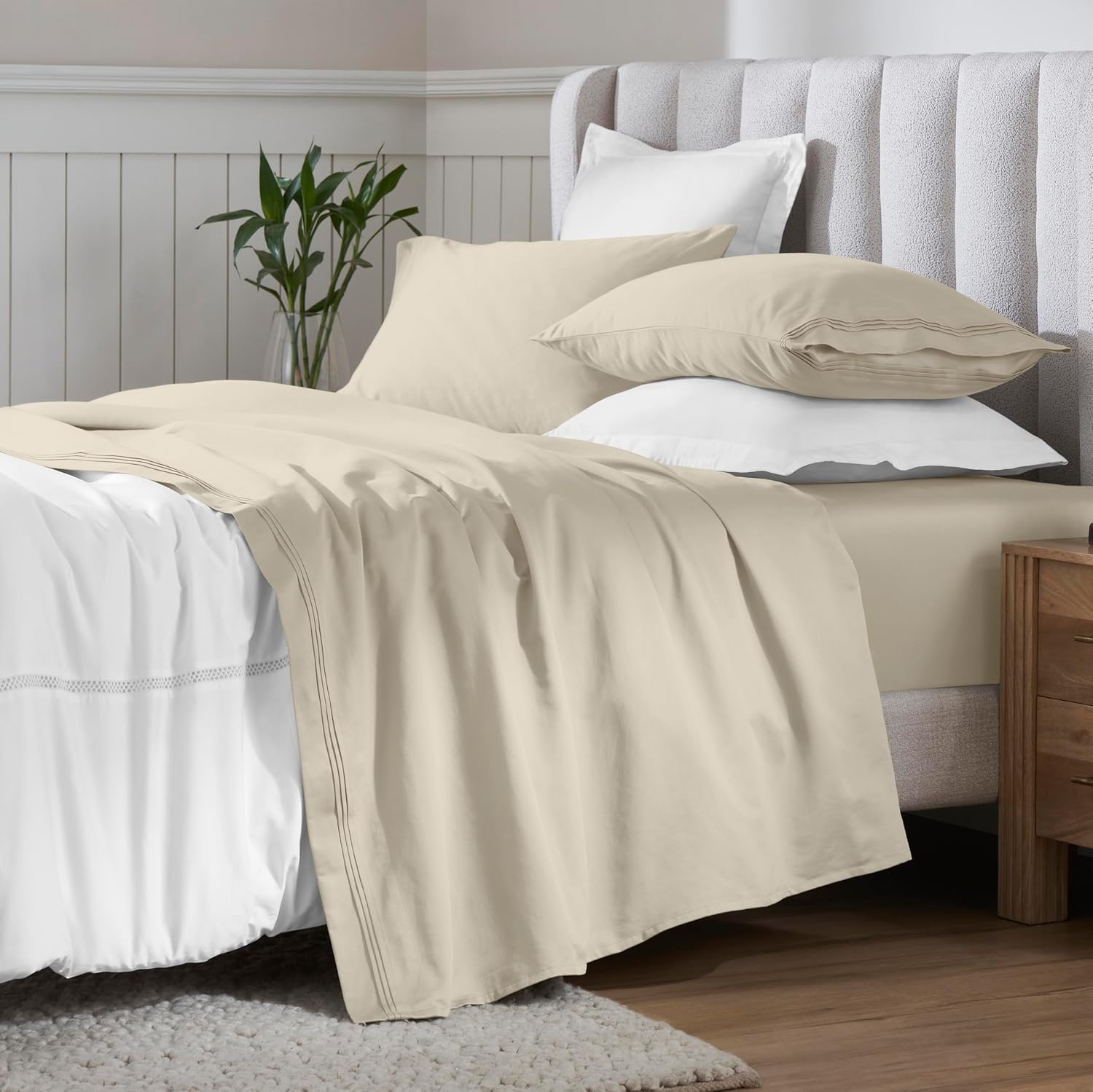 Imperial line Egyption Cotton Bed Set Ivory Bed Set
