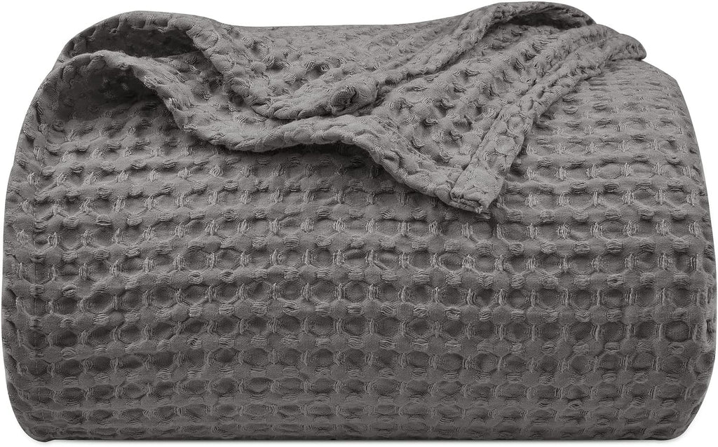 Charcoal Waffle knitted Summer Blanket
