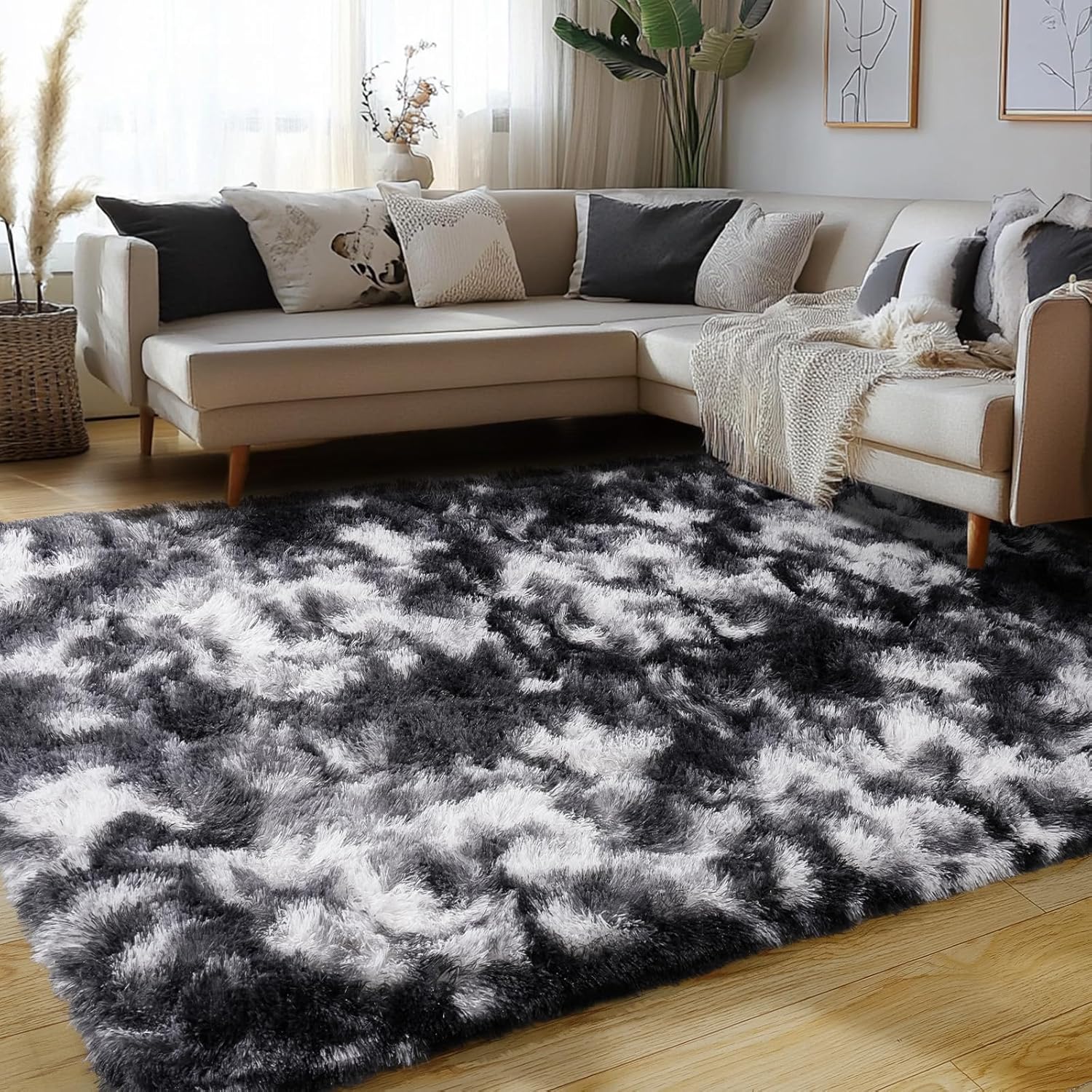 Black Tyedye Shaggy Carpet