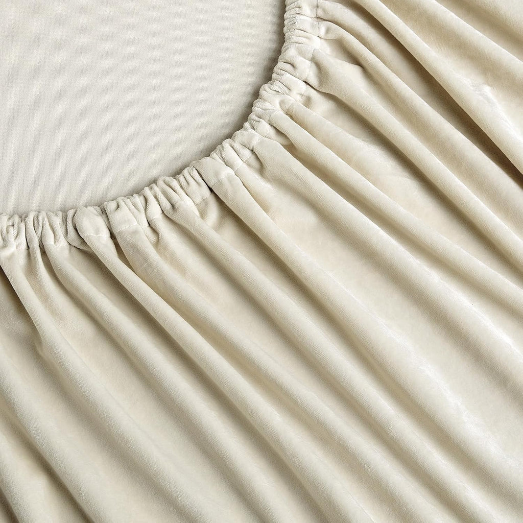 Velvet Beige Bed Set