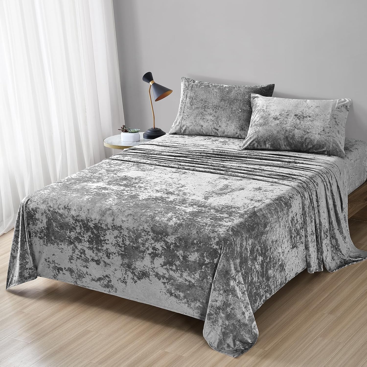 Velvet Grey Bed Set