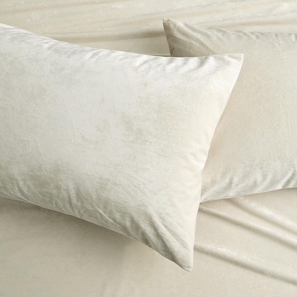 Velvet Beige Bed Set