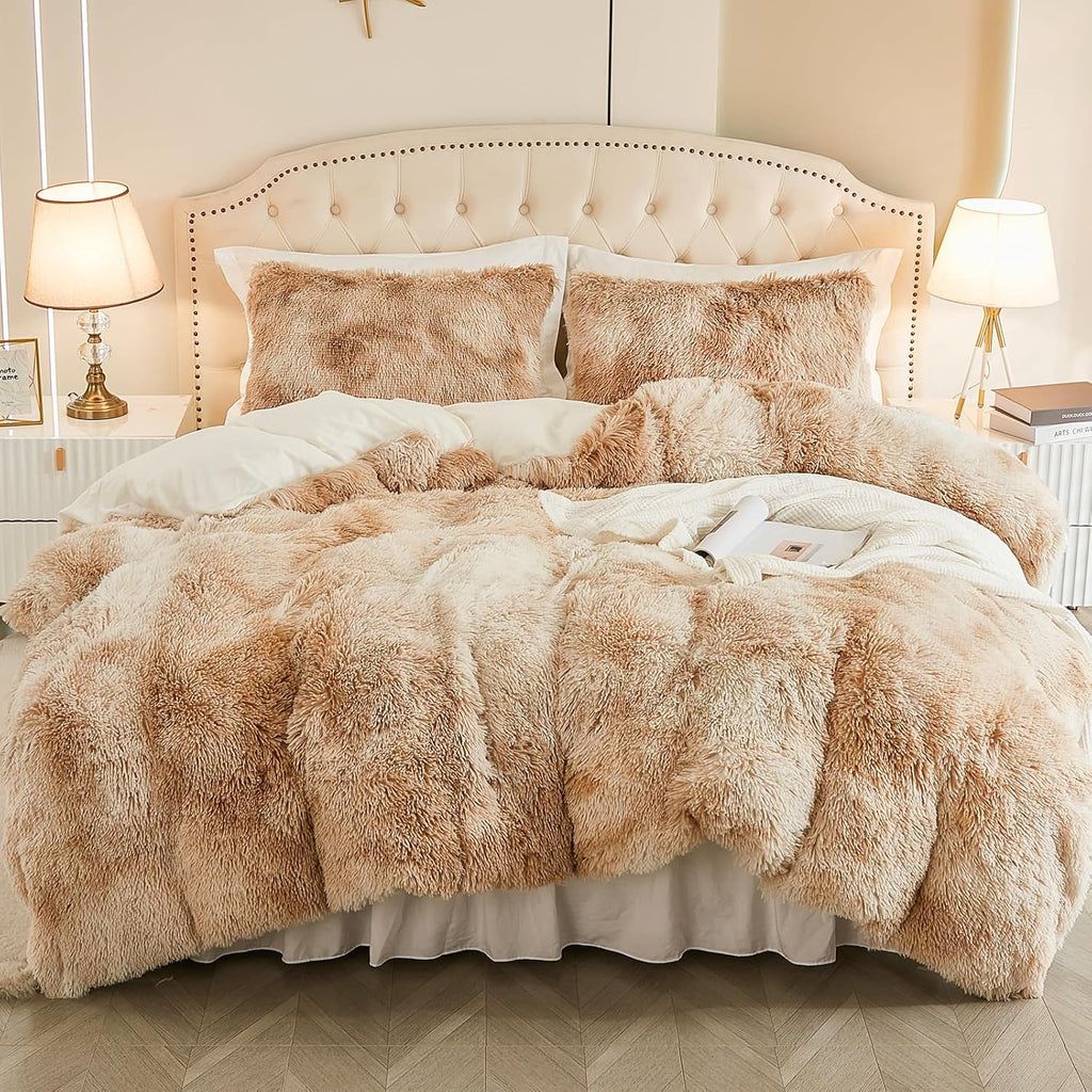 Beige Tye & Dye Shaggy Set