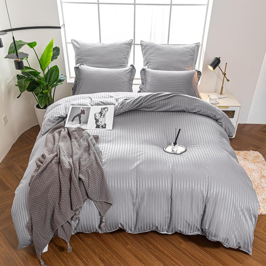 DualWeave Satin Silver Bed Set