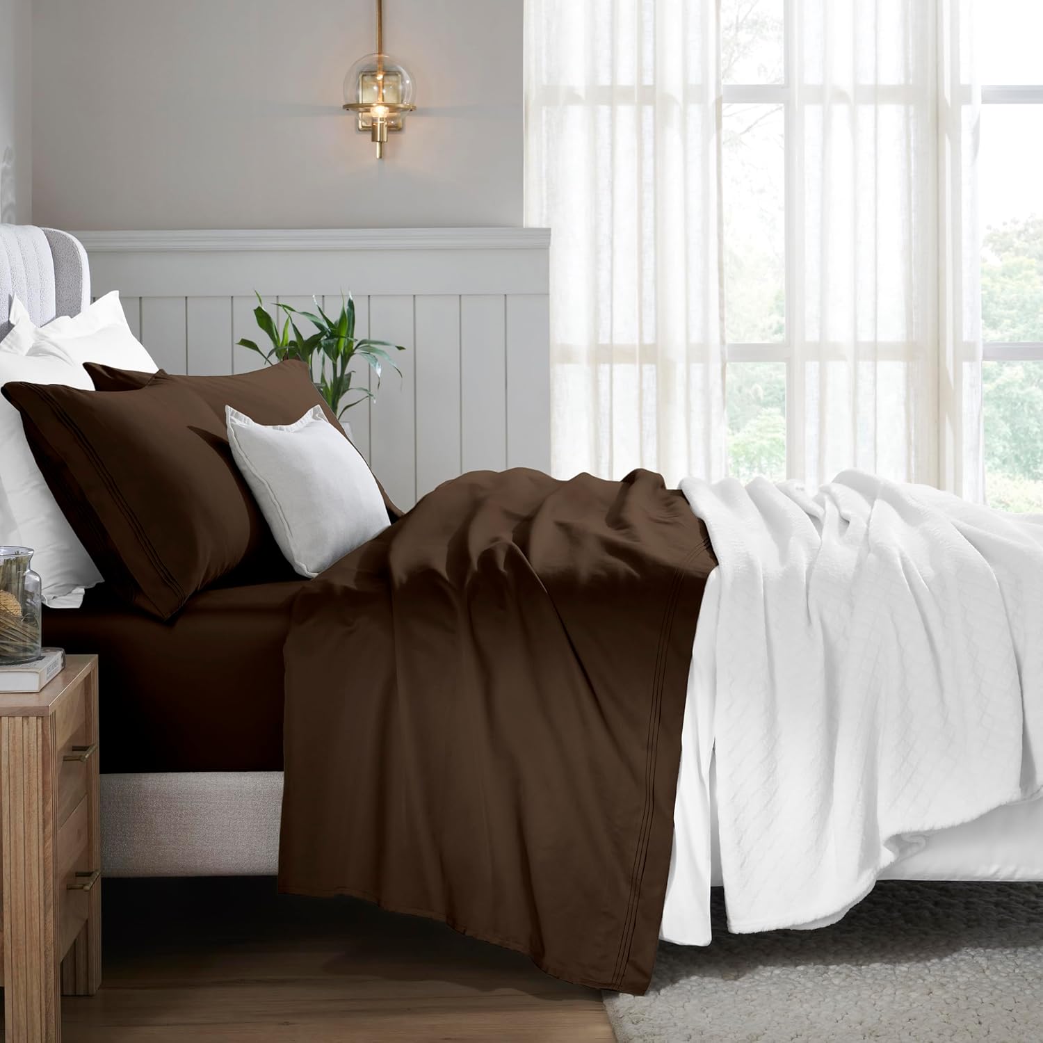 Imperial line Egyption Cotton Bed Set Brown Bed Set