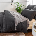 DualWeave Satin Charcoal Grey Bed Set