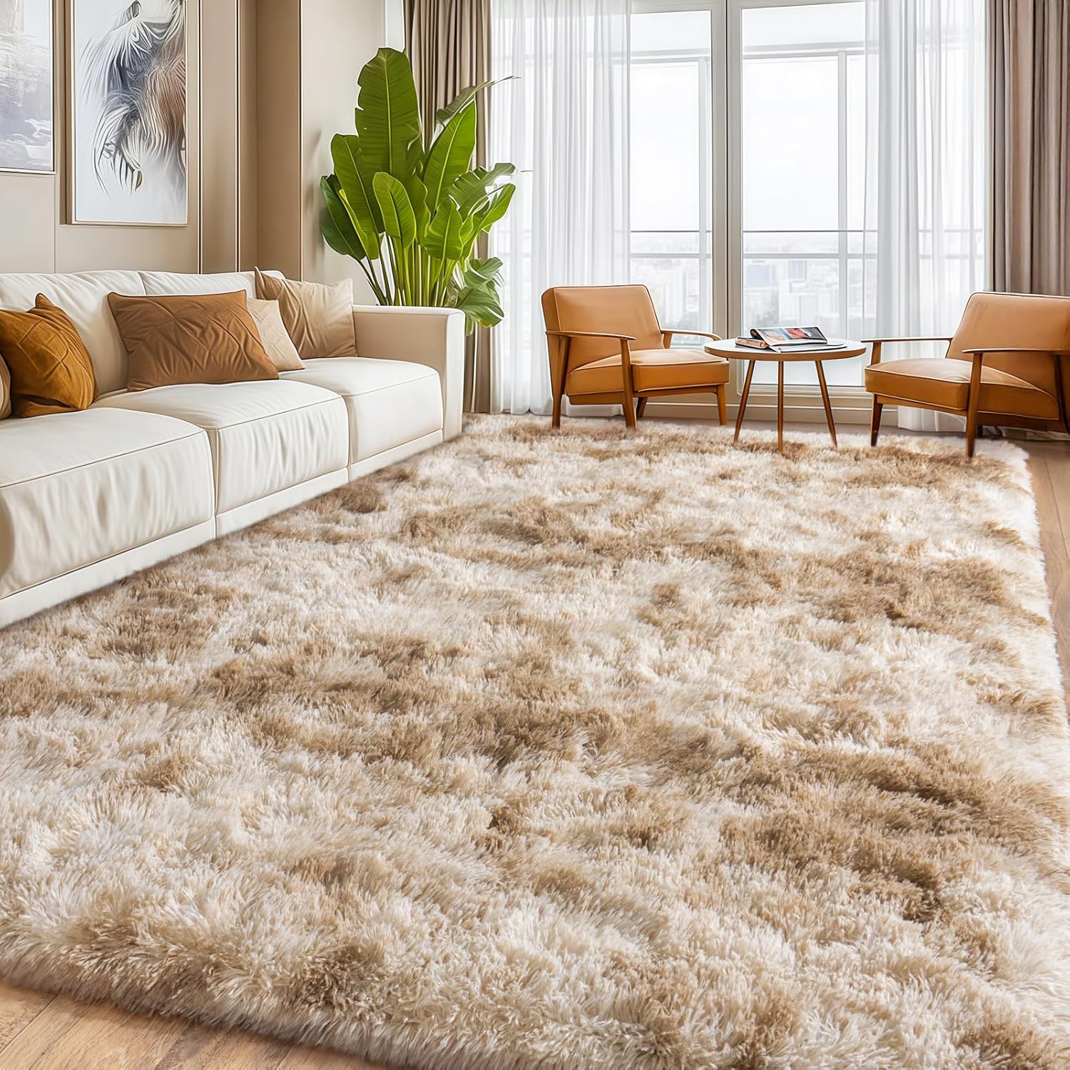 Camel Tyedye Shaggy Carpet