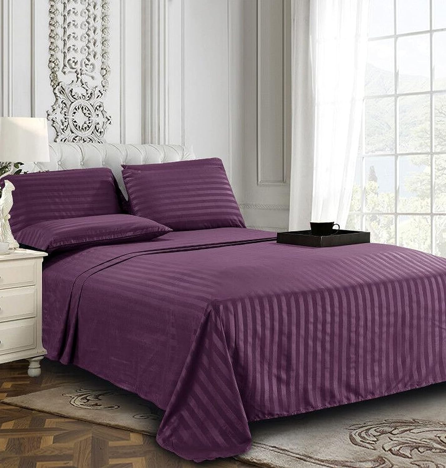 DualWeave Satin Egg Plant Purple Sheet Set
