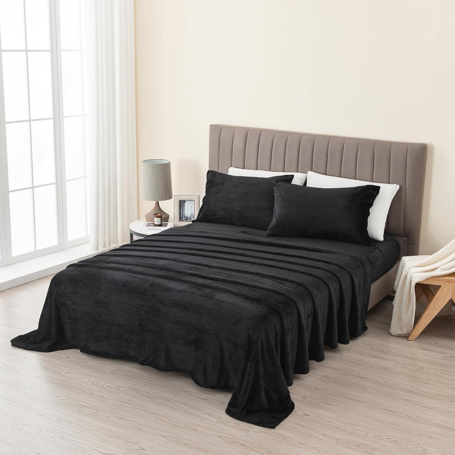 Black Fleece Blanket Set