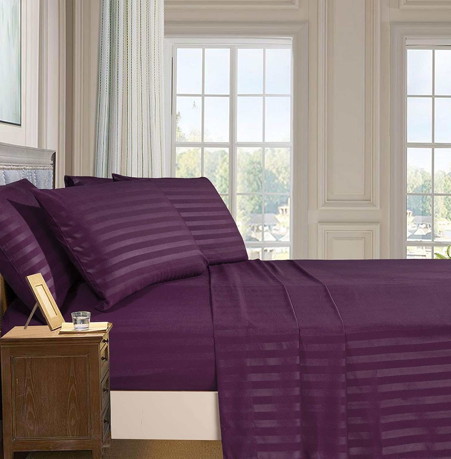 DualWeave Satin Egg Plant Purple Sheet Set
