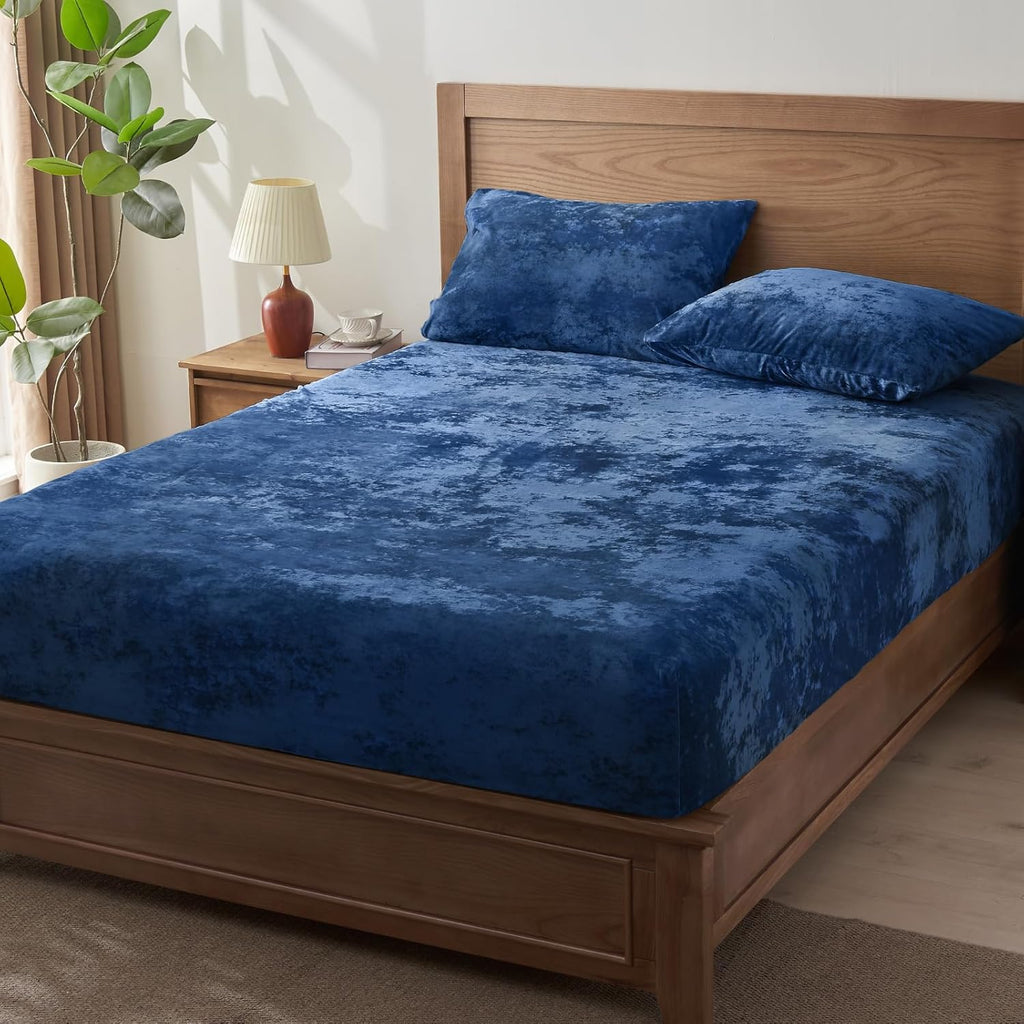 Navy Velvet Fitted Sheet