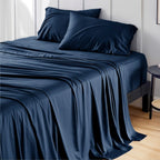 Navy Blue Satin Bed Set