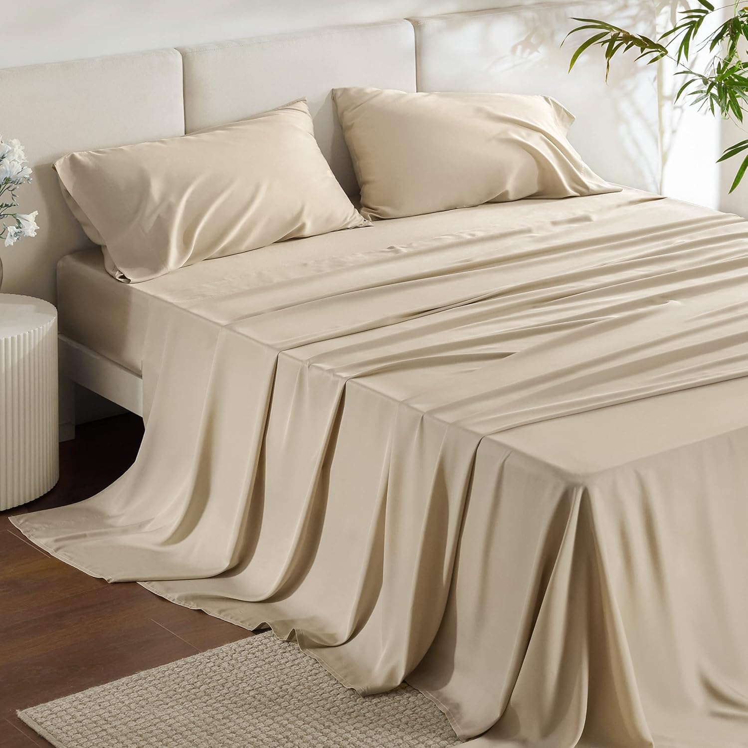 Beige Satin Bed Set