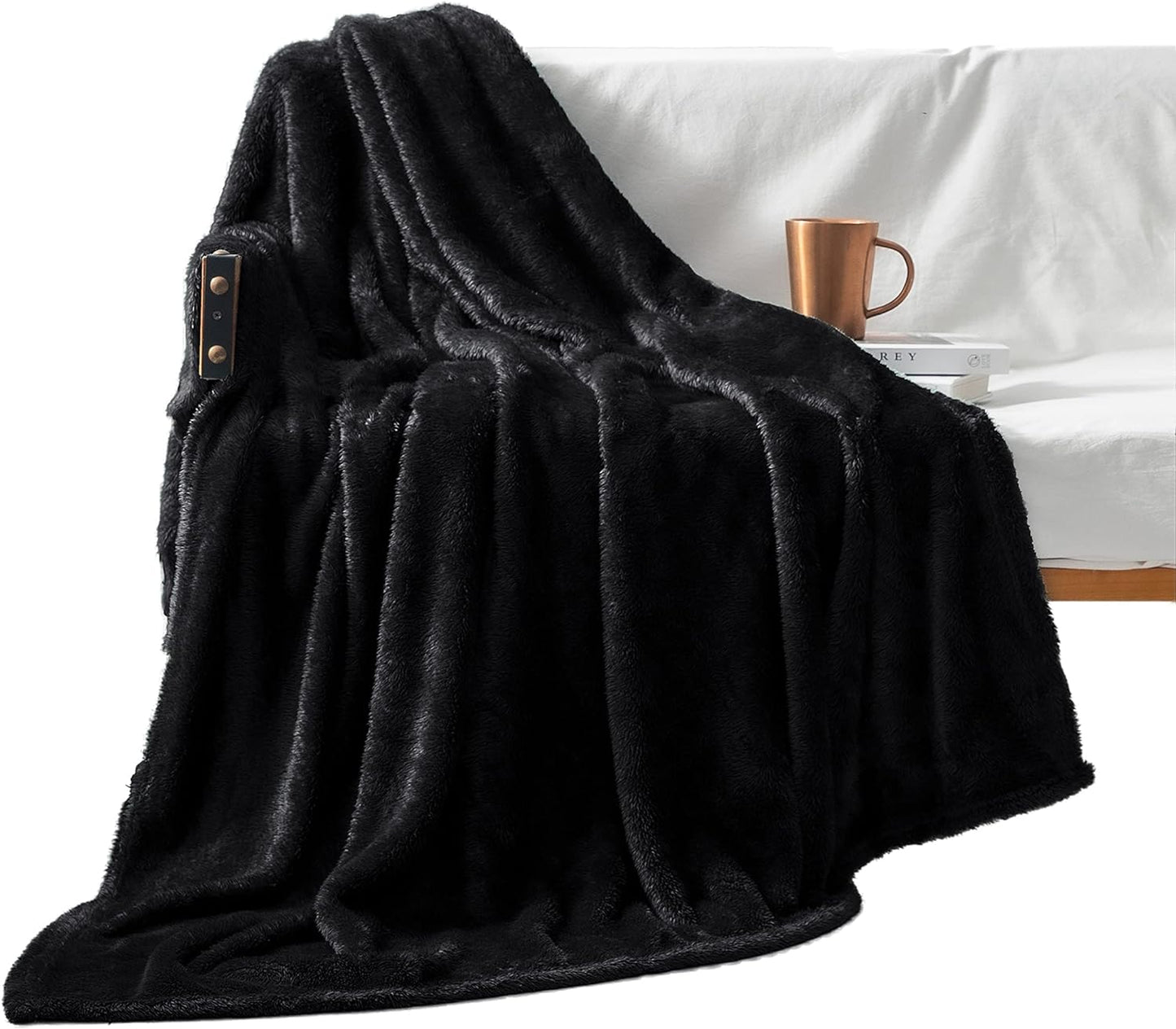 Black Fleece Throw Blanket