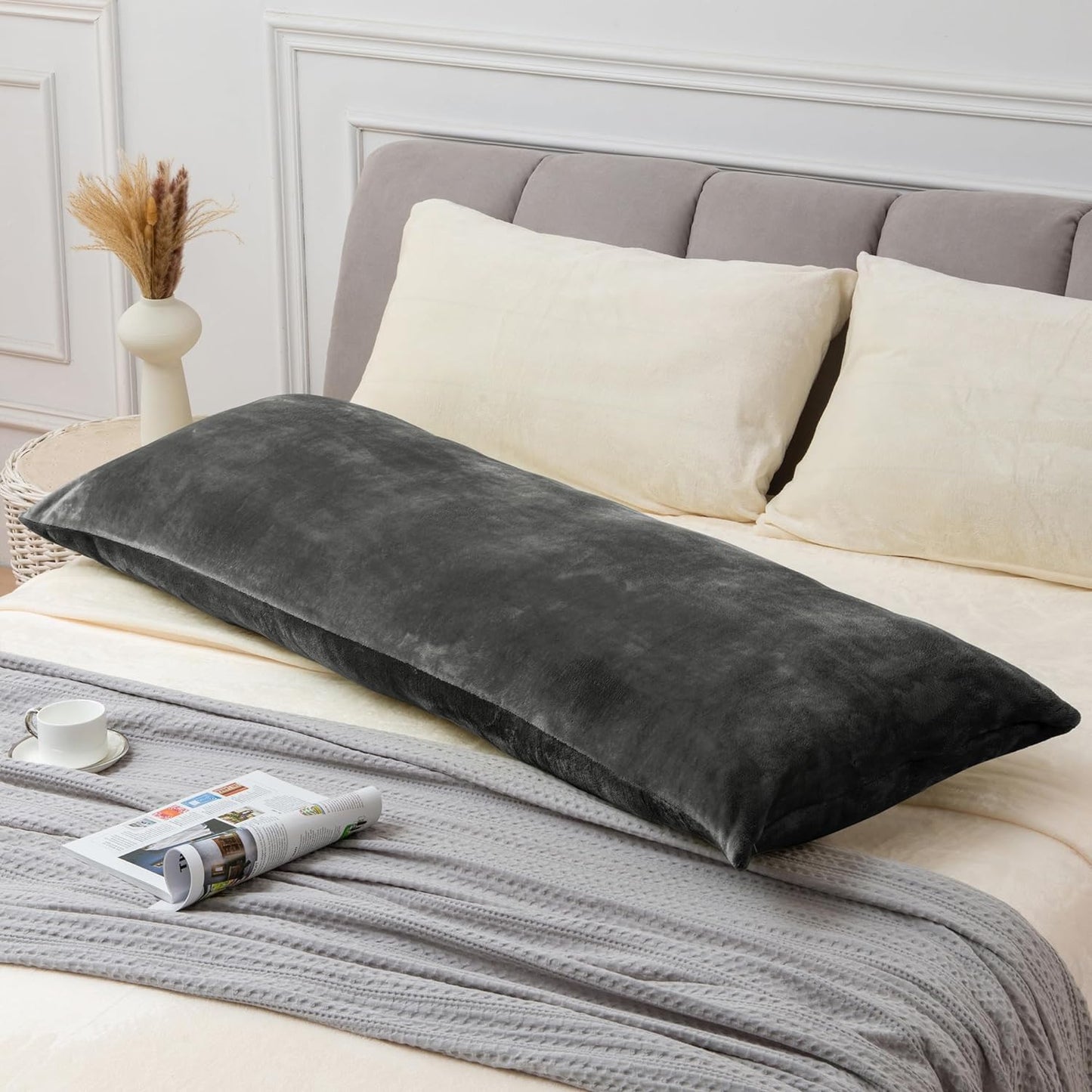 Charcoal Fleece Body Pillow