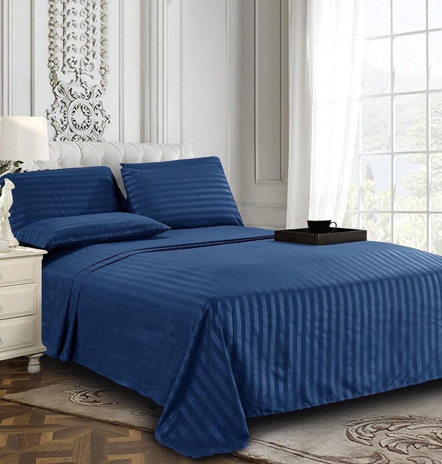 DualWeave Satin Navy Blue Sheet Set