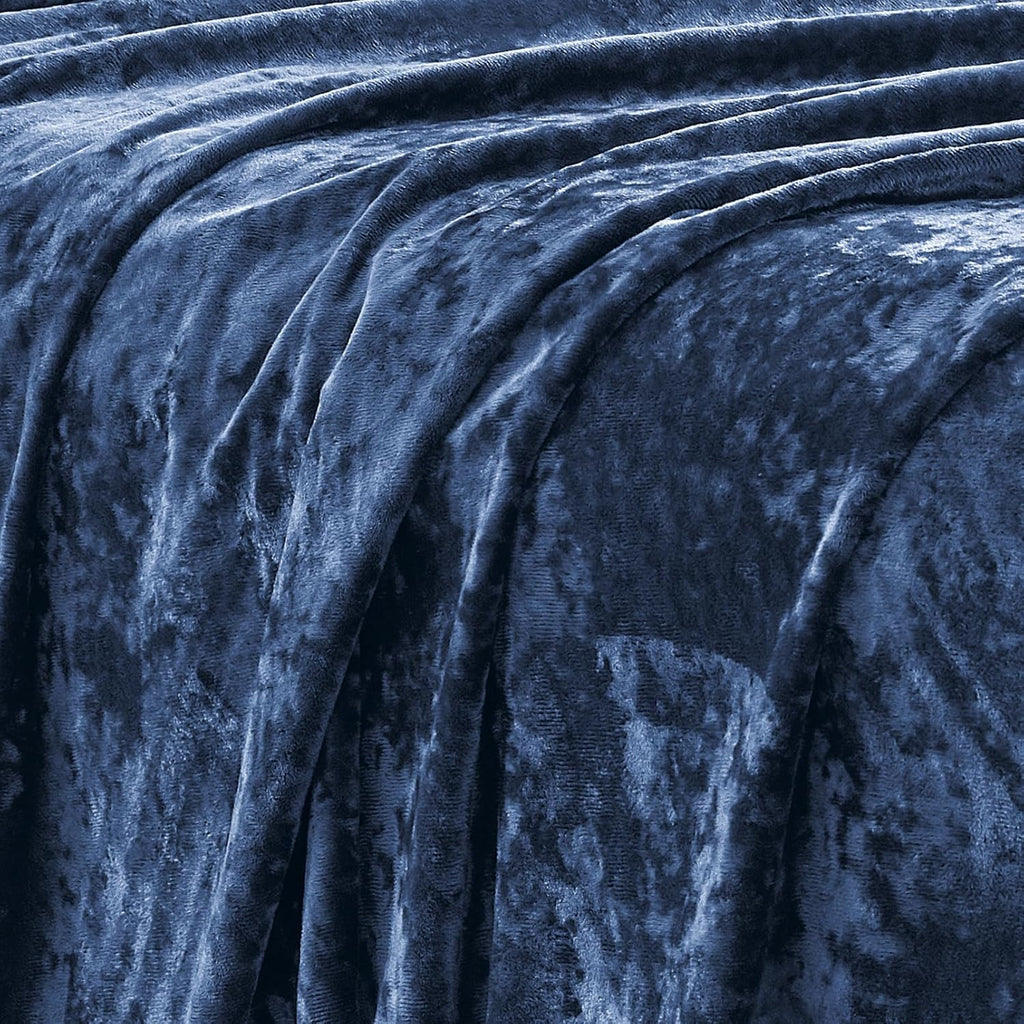 Velvet Navy Blue Bed Set