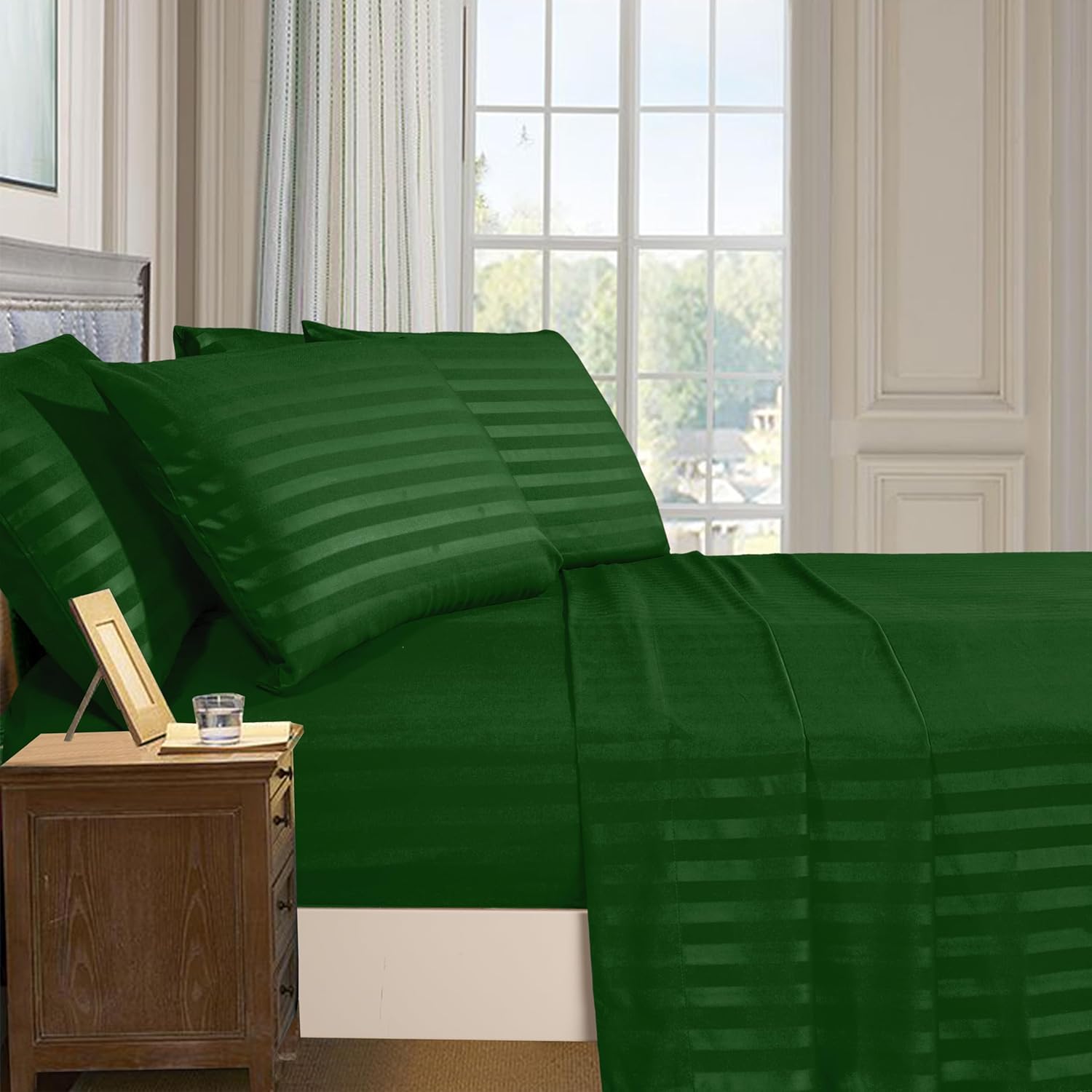 DualWeave Satin Hunter Green Sheet Set