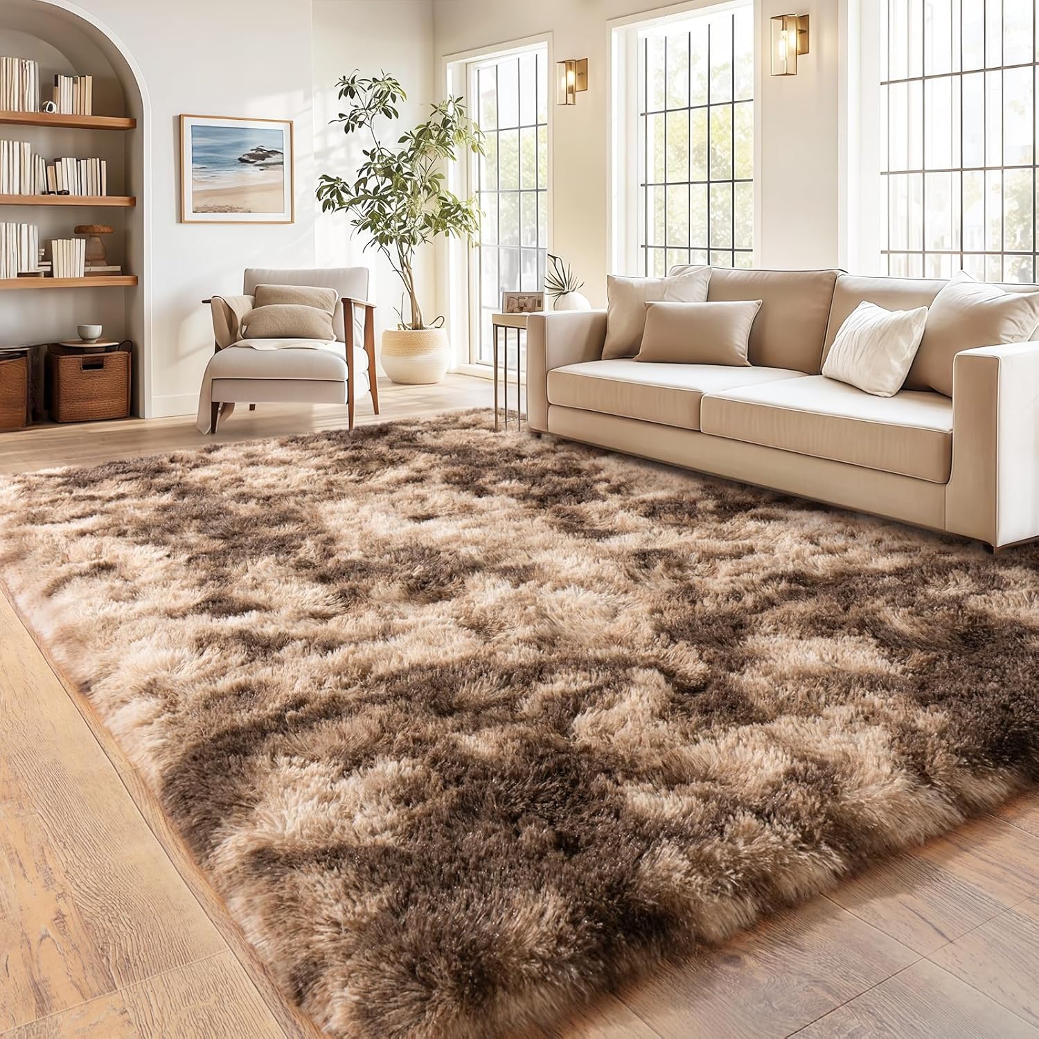 Coffee Tyedye Shaggy Carpet