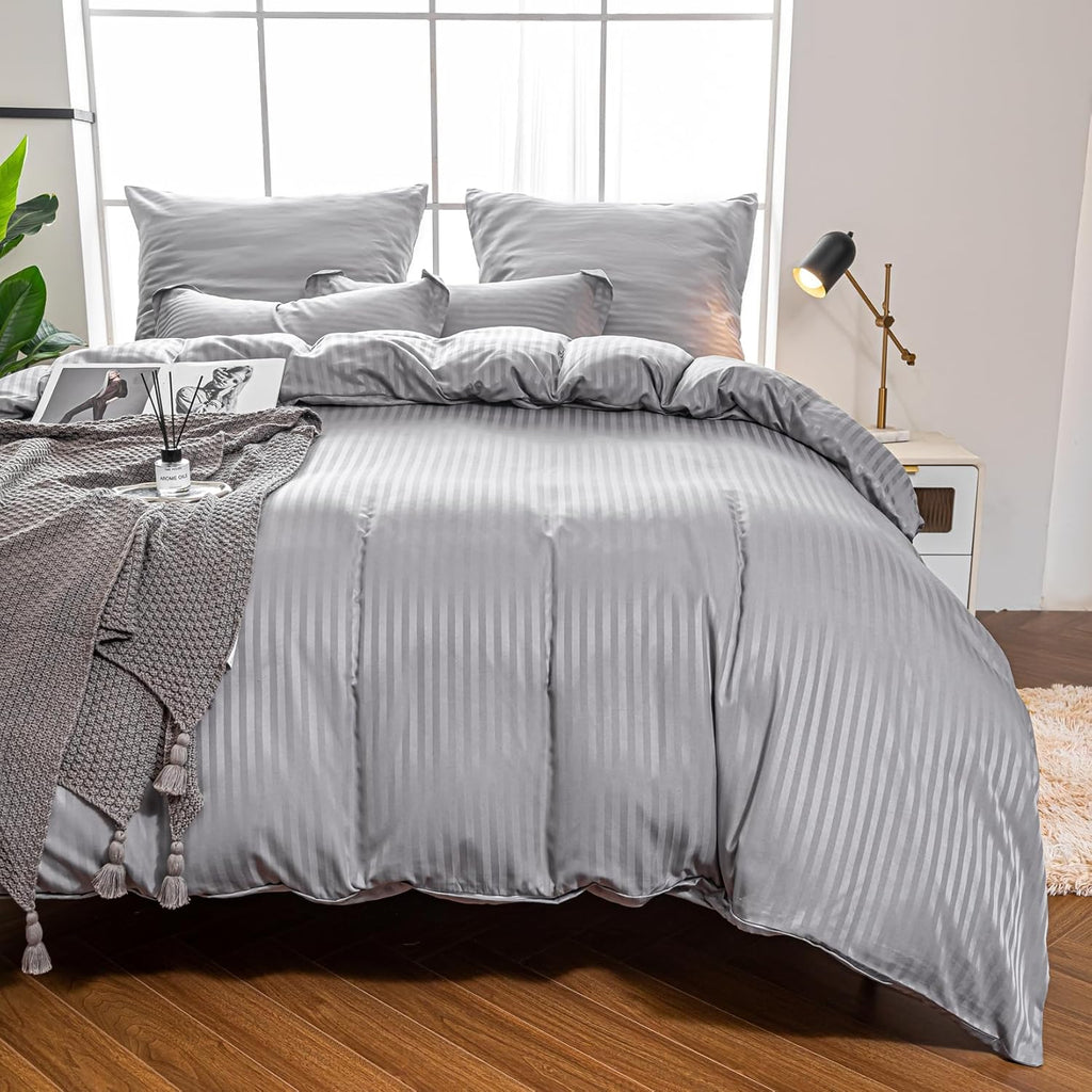 DualWeave Satin Silver Bed Set