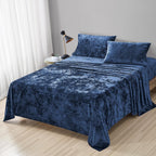 Velvet Navy Blue Bed Set