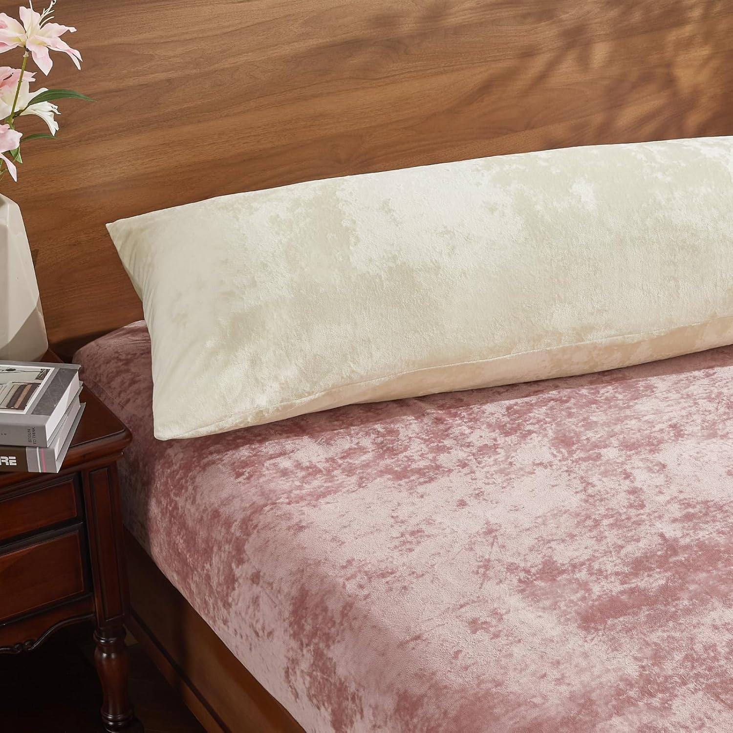 Beige Velvet Body Pillow
