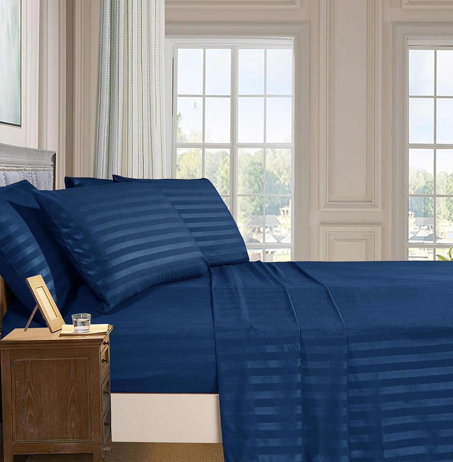 DualWeave Satin Navy Blue Sheet Set