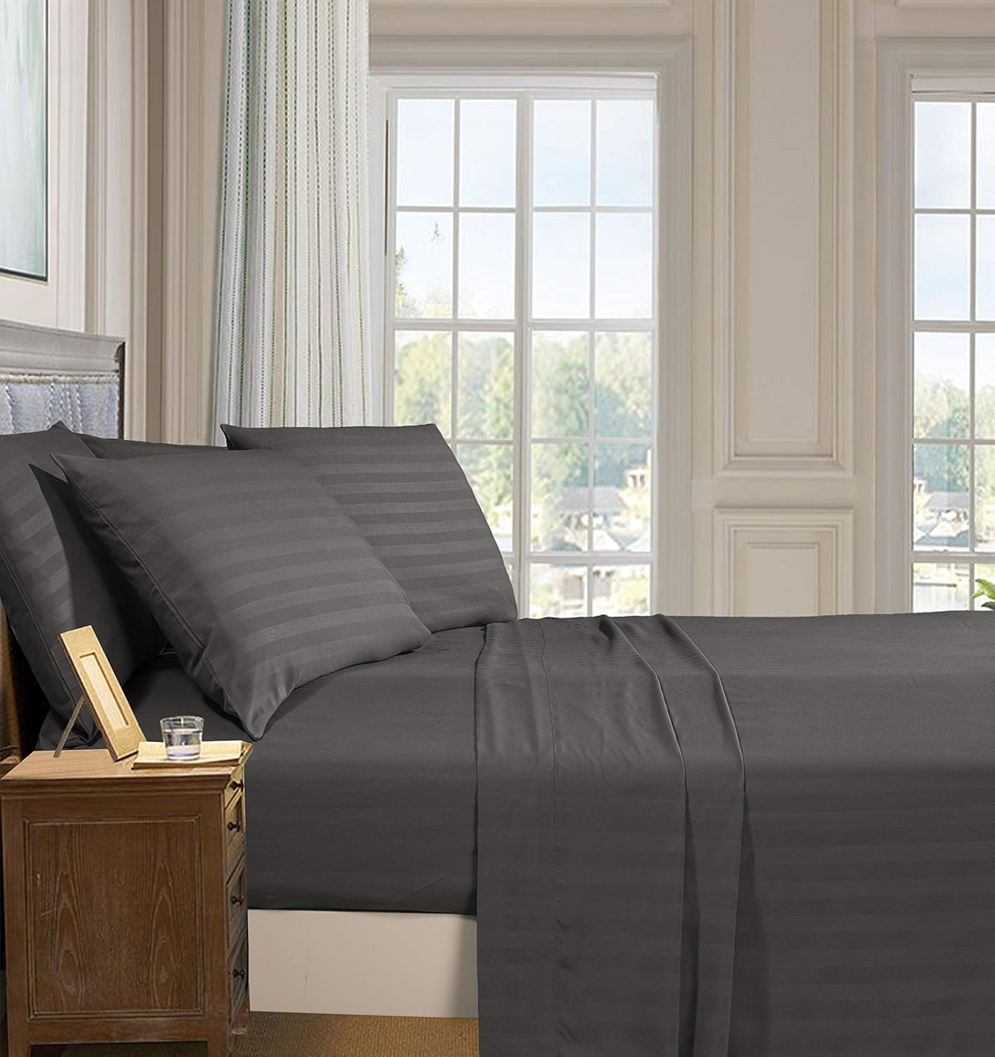DualWeave Satin Charcoal Grey Sheet Set