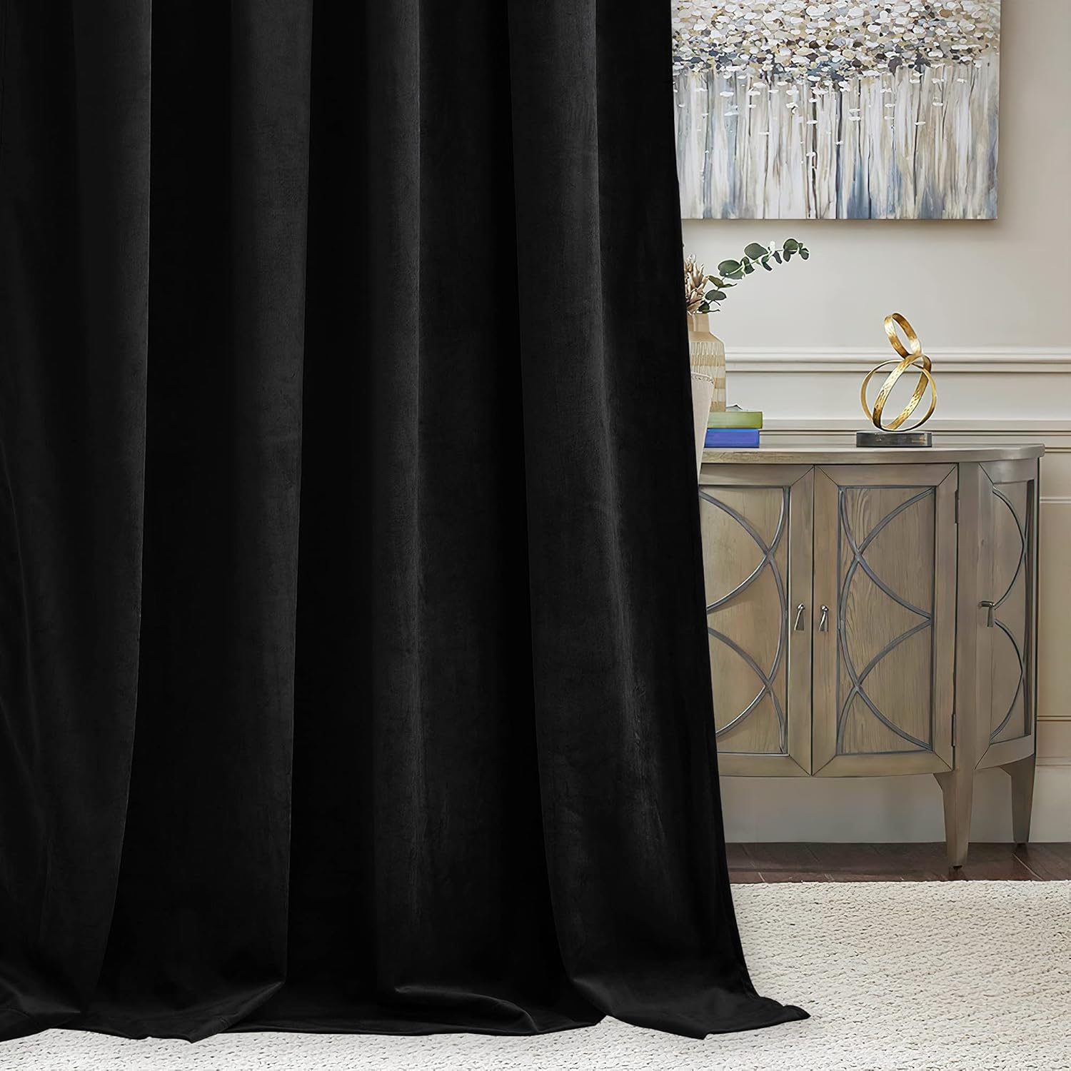 Jaguar Black Velvet Curtains