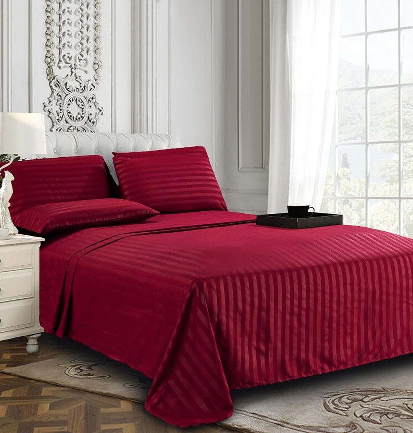 DualWeave Satin Burgandy Sheet Set