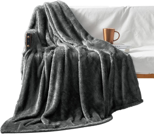 Charcoal Fleece Throw Blanket