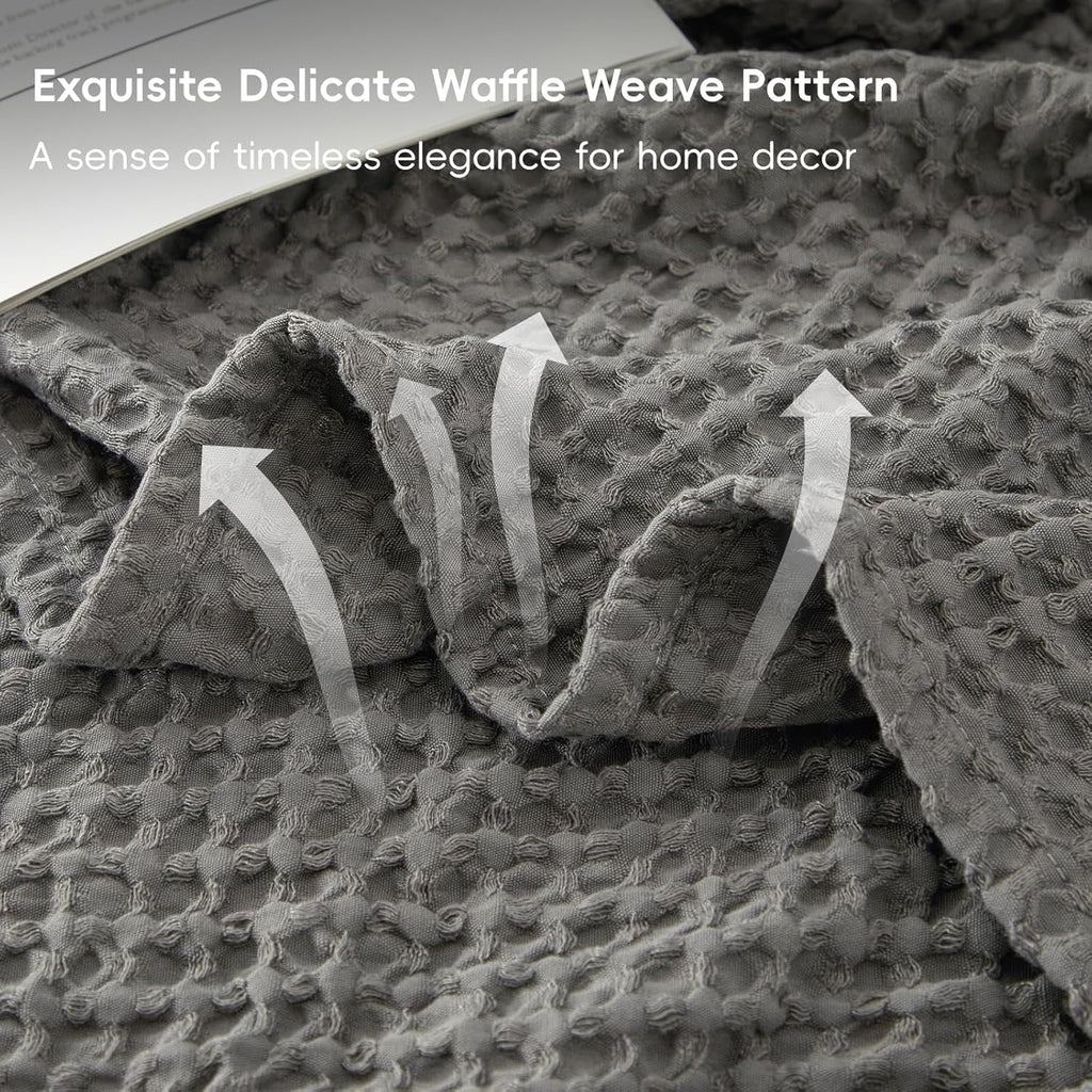 Charcoal Waffle knitted Summer Blanket