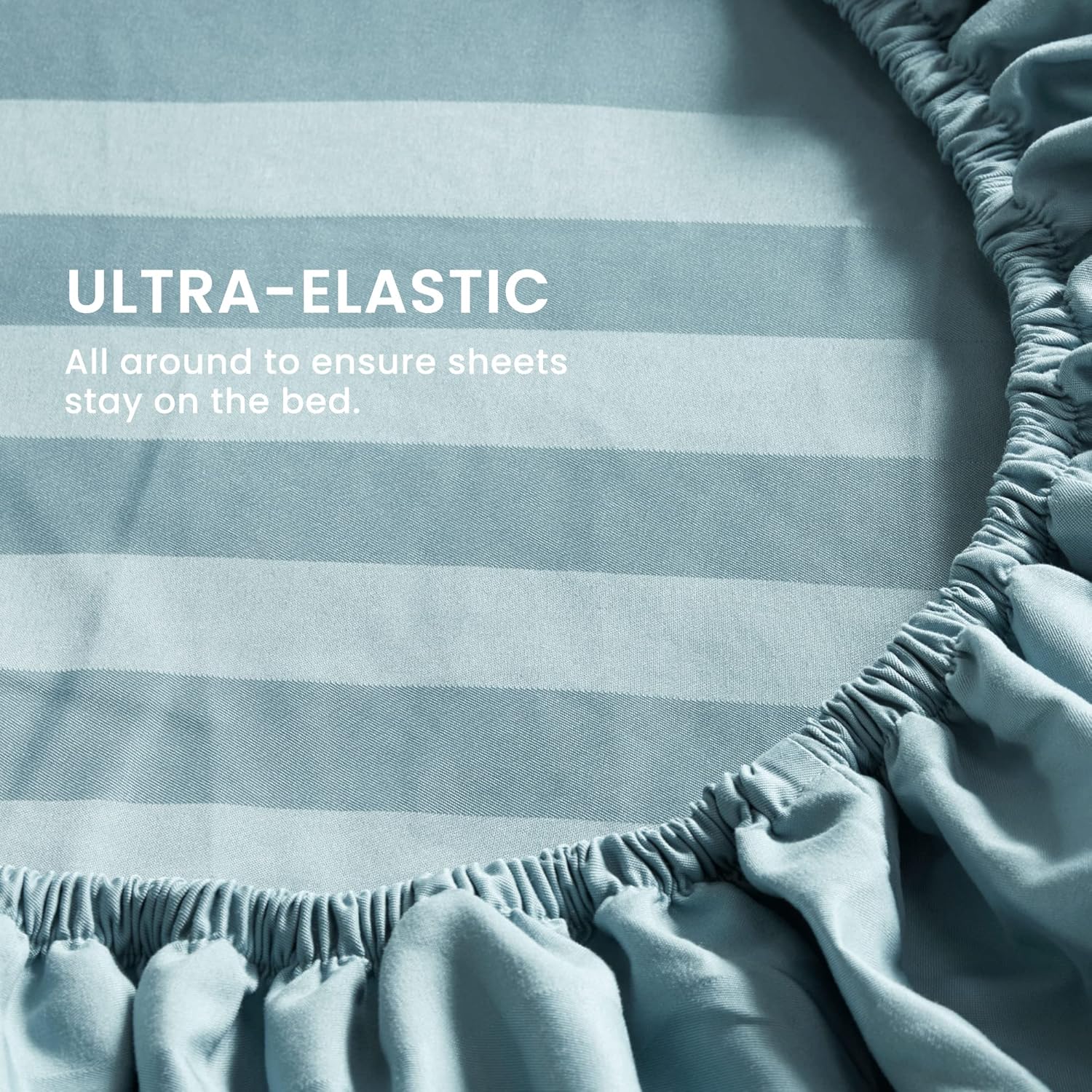 Satin Striped Flint Blue Bed Set
