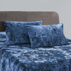 Velvet Navy Blue Bed Set