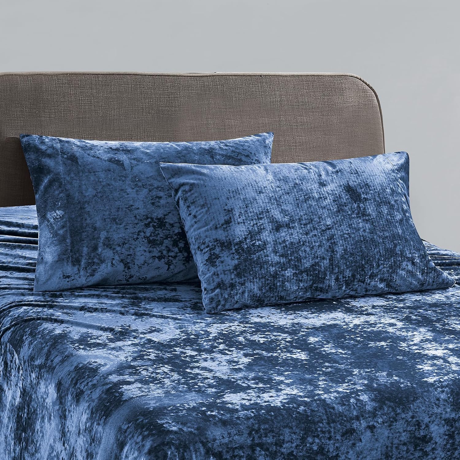 Velvet Navy Blue Bed Set
