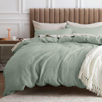 Sage Green Waffle Duvet Set