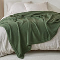 Olive Green Waffle Weave Summer Blanket