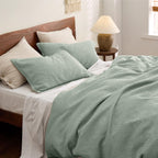 Sage Green Waffle Duvet Set