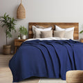 Navy Waffle Weave Summer Blanket