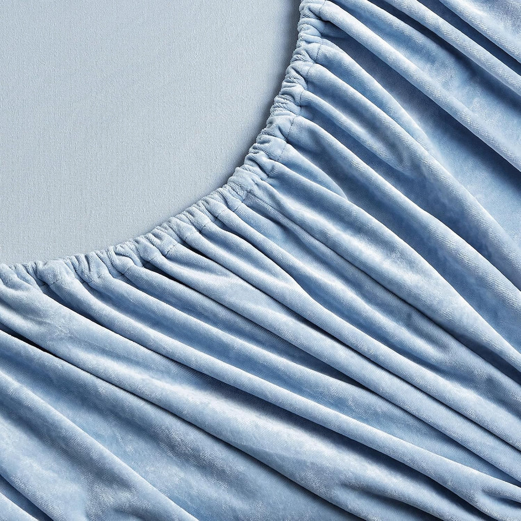 Velvet Light Blue Bed Set