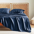 Navy Blue Satin Bed Set