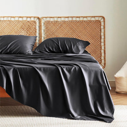 Black Satin Bed Set