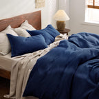 Navy Blue Waffle Duvet Set