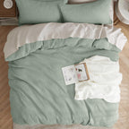 Sage Green Waffle Duvet Set