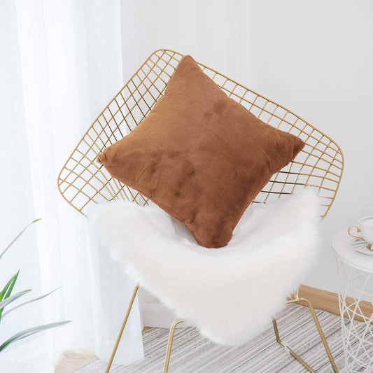 Coffee Fleece Cushion Pair