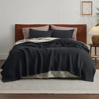 Black Waffle Weave Summer Blanket